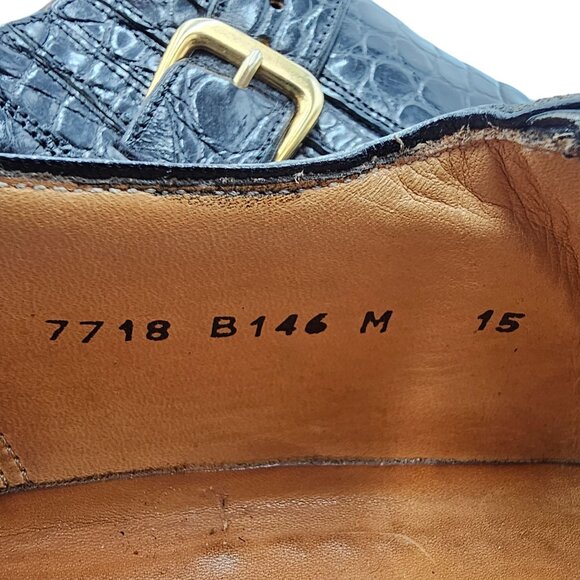 Vintage Exotic Alligator Men's 15M Black Monk Strap Dress Loafers Paolo De Marco - Picture 9 of 15